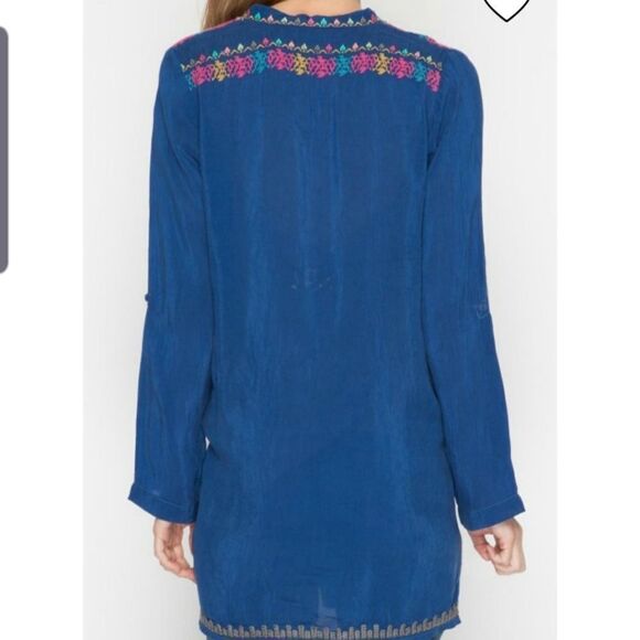 Johnny Was Victoria Blue feather blouse size small - Picture 3 of 7